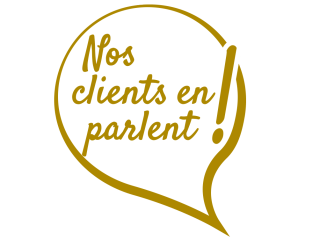Bulle qui indique "Nos clients en parlent"